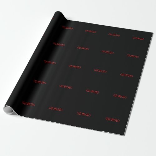 Black Red Your Name Minimalist Personal Modern  Wrapping Paper