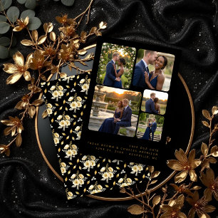 Black Refined Minimalist 5-Photo Collage Wedding  Save The Date