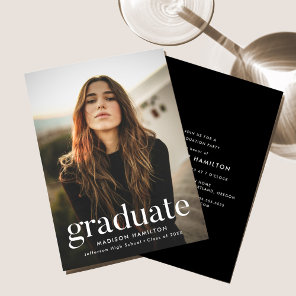 Black | Refined Photo Graduation Party Invitation