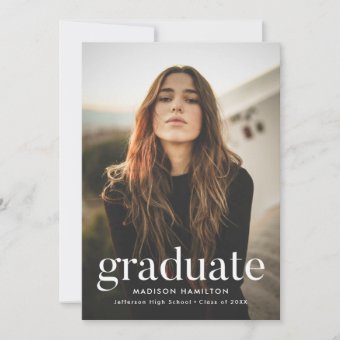 Black | Refined Photo Graduation Party Invitation | Zazzle