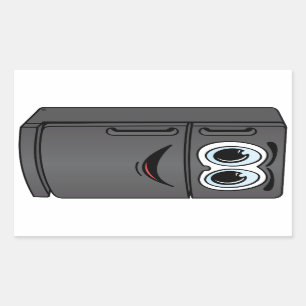Black Refrigerator Cartoon Rectangular Sticker