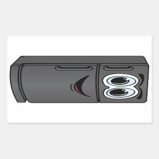 Black Refrigerator Cartoon Rectangular Sticker