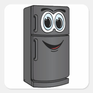 Black Refrigerator Cartoon Square Sticker