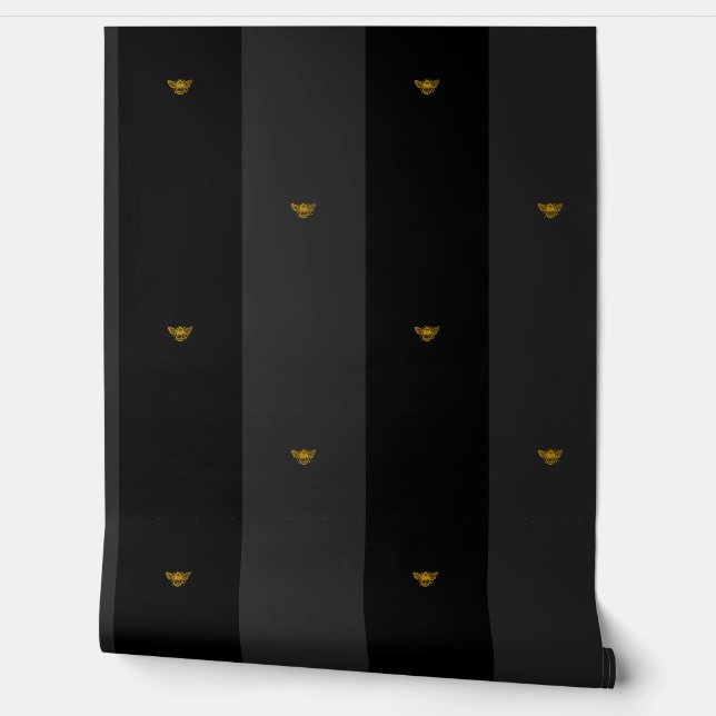 Black Regency Gold Napoleonic Less Bee Six Inch Wallpaper (Unrolling)