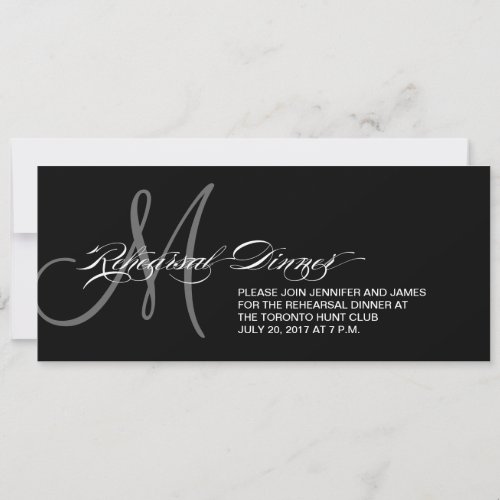 Black Rehearsal Dinner Invitation Monogram