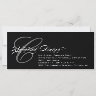 Black Rehearsal Dinner Invitation Monogram C