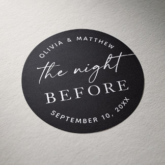 Black Rehearsal Dinner | Night Before Elegant Classic Round Sticker