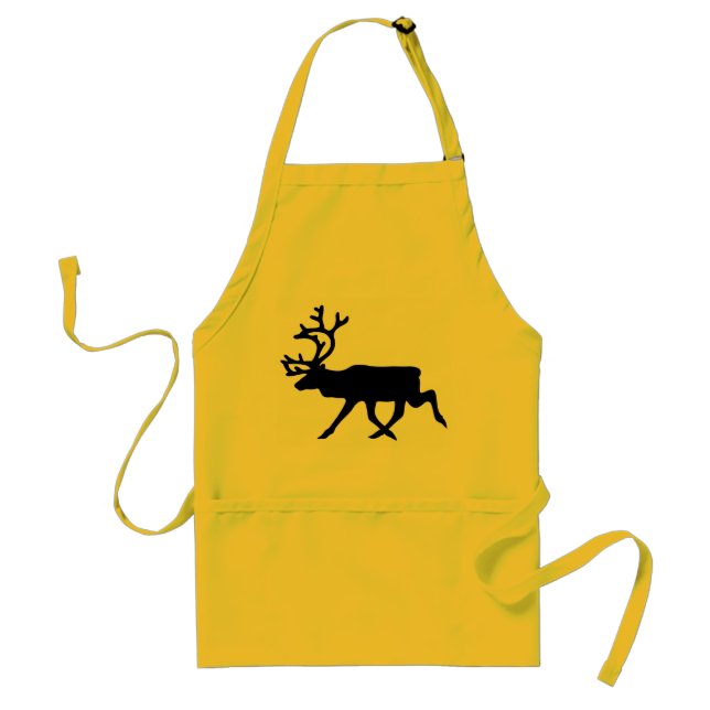 Black Reindeer / Caribou Silhouette Adult Apron (Front)