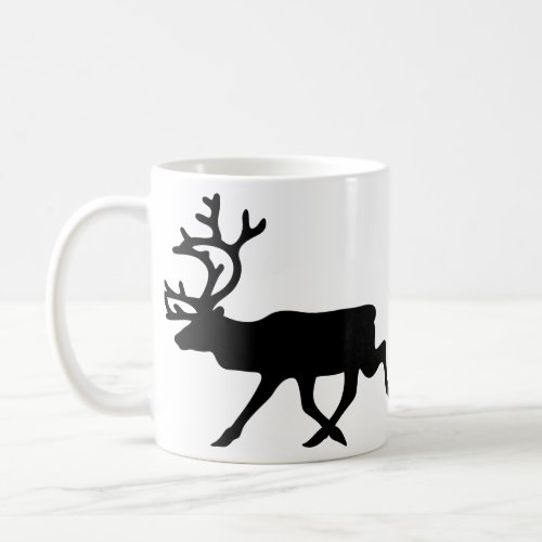 Black Reindeer  Caribou Silhouette Coffee Mug