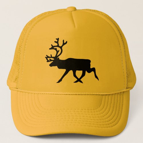 Black Reindeer  Caribou Silhouette Trucker Hat
