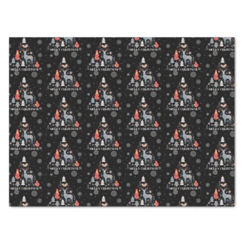 Black Reindeer Scandinavian Tree Animal Snowflake Tissue Paper