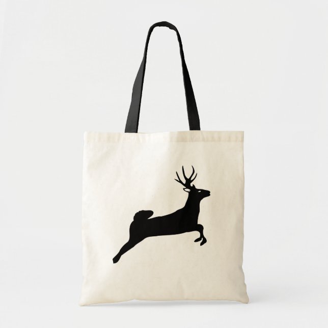 Black Reindeer Silhouette Tote Bag (Front)