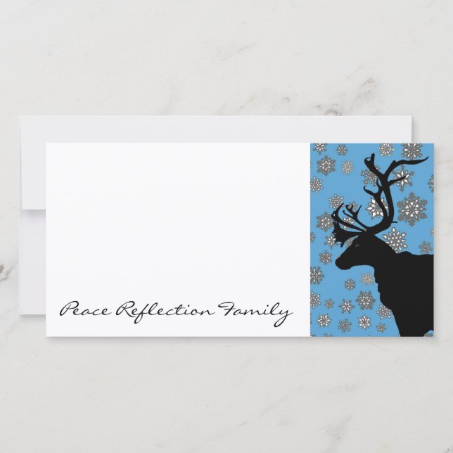 Black Reindeer with Snowflakes Holiday Card (Front)