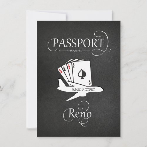 Black Reno Passport Save the Date Card