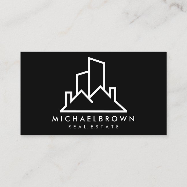 Black Rent House Home Roof Real Estate Business Card