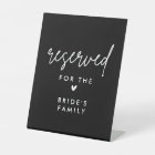 Black Reserved Bridal Family Wedding Table Signs