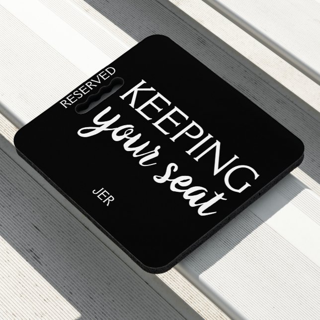 Black Reserved Monogrammed Stadium Seating Games Seat Cushion (In Situ)