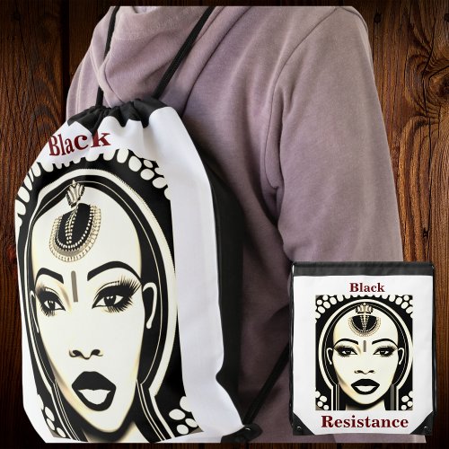 Black Resistance Black Queen Art Drawstring Bag