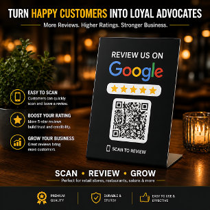 Black Retail Feedback Sign Google QR Code Display