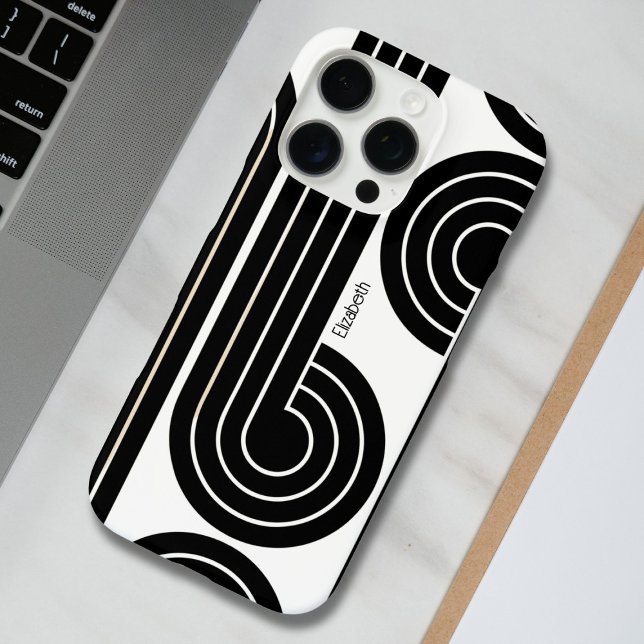 Black Retro Abstract Lines  Case-Mate iPhone Case (Creator Uploaded)