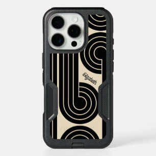 Black Retro Abstract Lines  iPhone 16 Pro Case