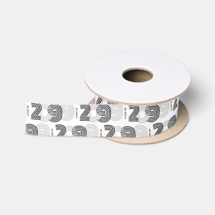 Black Retro Big Numbers Class of Satin Ribbon