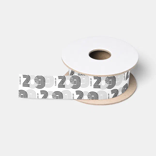 Number Ribbon 56 Black Retro Big Numbers Class of Satin Ribbon | Zazzle