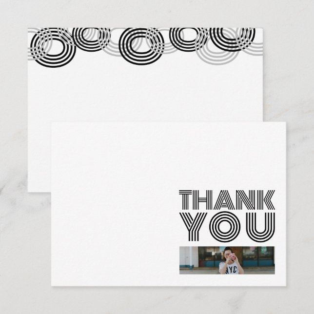 Black Retro Big Numbers Class of Thank You Card (Front/Back)