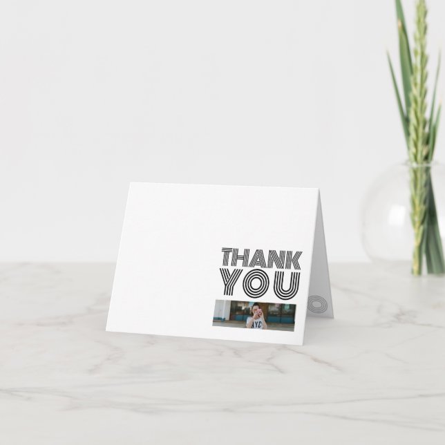 Black Retro Big Numbers Class of Thank You Card (Front)