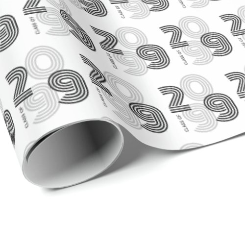 Black Retro Big Numbers Class of Wrapping Paper