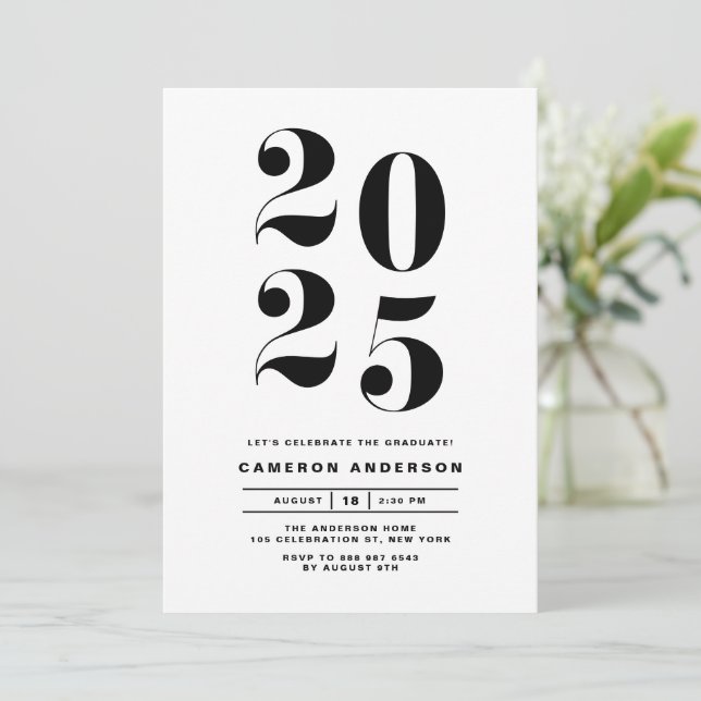 Black Retro Bold Typography 2025 Graduation Invitation (Standing Front)