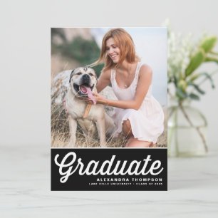Black Retro Bold Typography Photo Graduation Invitation