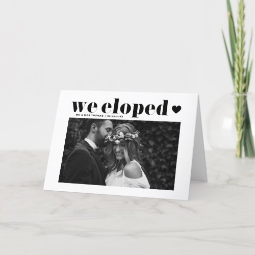 Black Retro Bold Typography Wedding Elopement Announcement