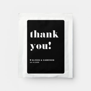 Black Retro Bold Typography Wedding Thank You Tea Bag Drink Mix