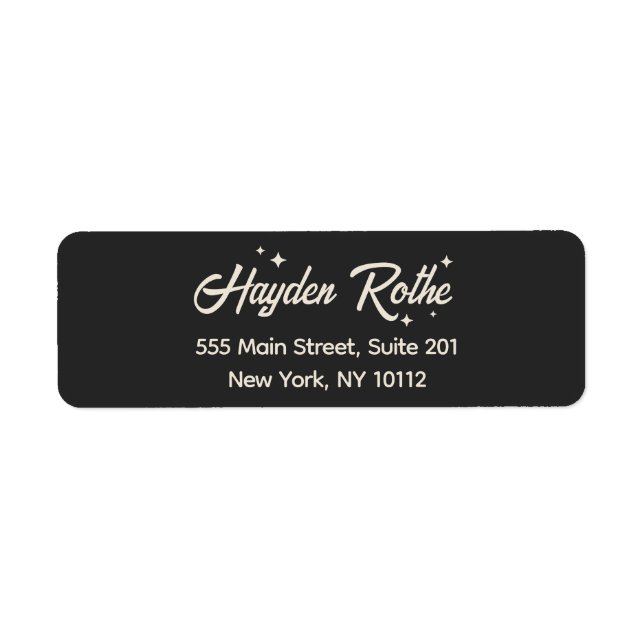 Black Retro Calligraphy Typography  Label (Front)