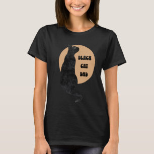 Black Retro Cat Dad Pet Lover Minimal Art T-Shirt