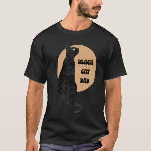 Black Retro Cat Dad Pet Lover Minimal Art T-Shirt