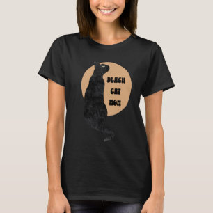 Black Retro Cat Mom Pet Lover Minimal Art T-Shirt