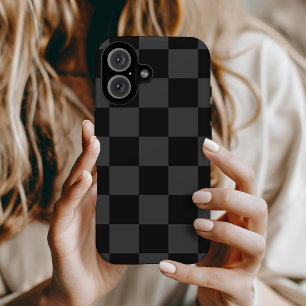 Black Retro Check iPhone 16 Case