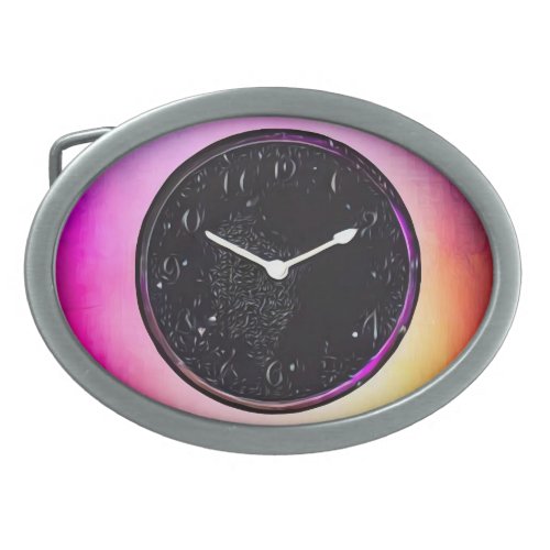 Black Retro Clock Face Belt Buckle