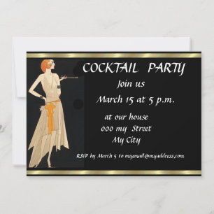 Black Retro Cocktail Party Invitation