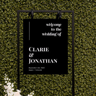 Black Retro Disco Wedding Welcome Sign