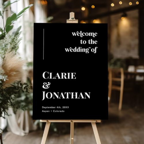 Black Retro Disco Wedding Welcome Sign