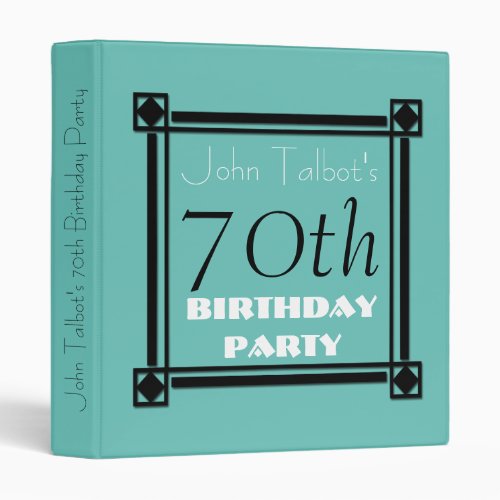 Black retro frame 70th Birthday Guest Book Binder