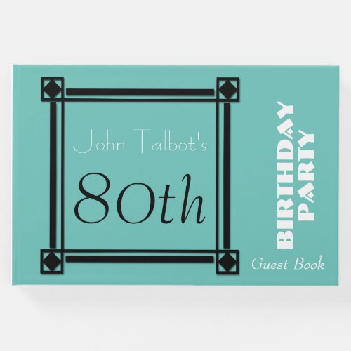 Black Retro Frame 70th Birthday Party Guest Book