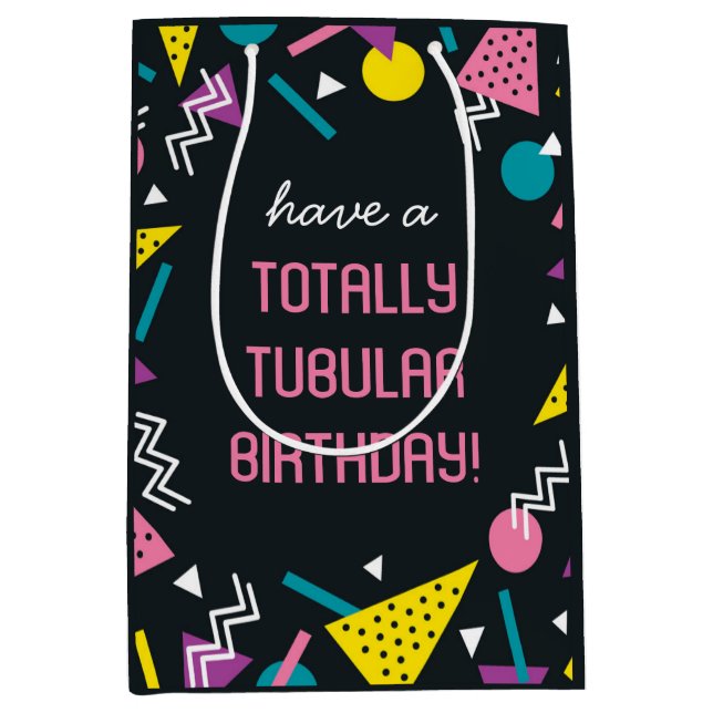 Black Retro Funny 80s Slang Birthday Gift Bag (Front)