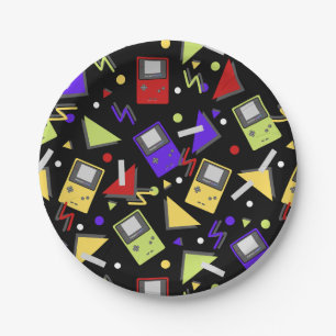 Black Retro Gaming Paper Plates