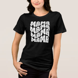 Black Retro Groovy Cute Mama Mothers Day Mom Tri-Blend Shirt
