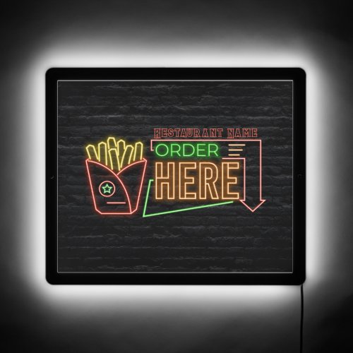 Black Retro Order Here Cafe Neon Yard Sign 