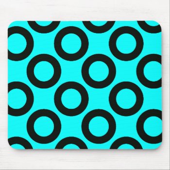 Black Retro Rings On Turquoise Mouse Pad by stdjura at Zazzle